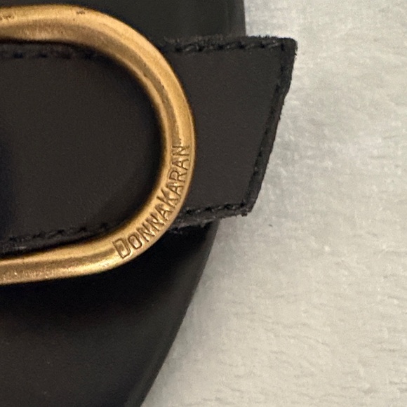 Donna Karan Black Heels with Gold Buckles Size 8 - Picture 7 of 8